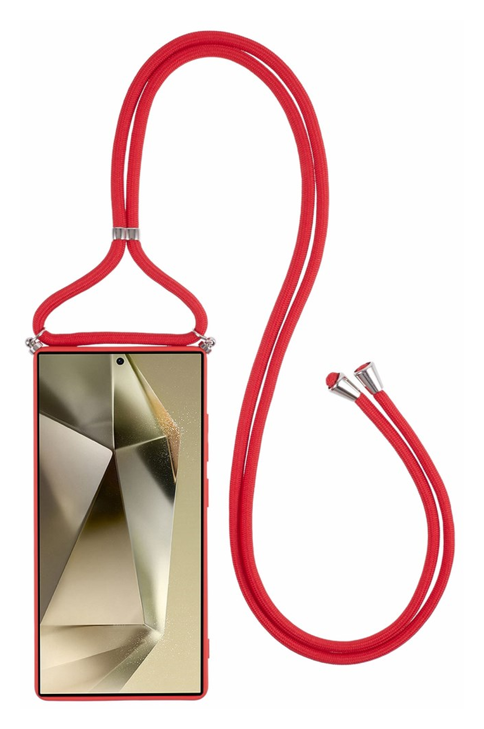 Samsung S25 Ultra Hoesje met Koord en Camera Bescherming Back Cover Rood afbeelding 6