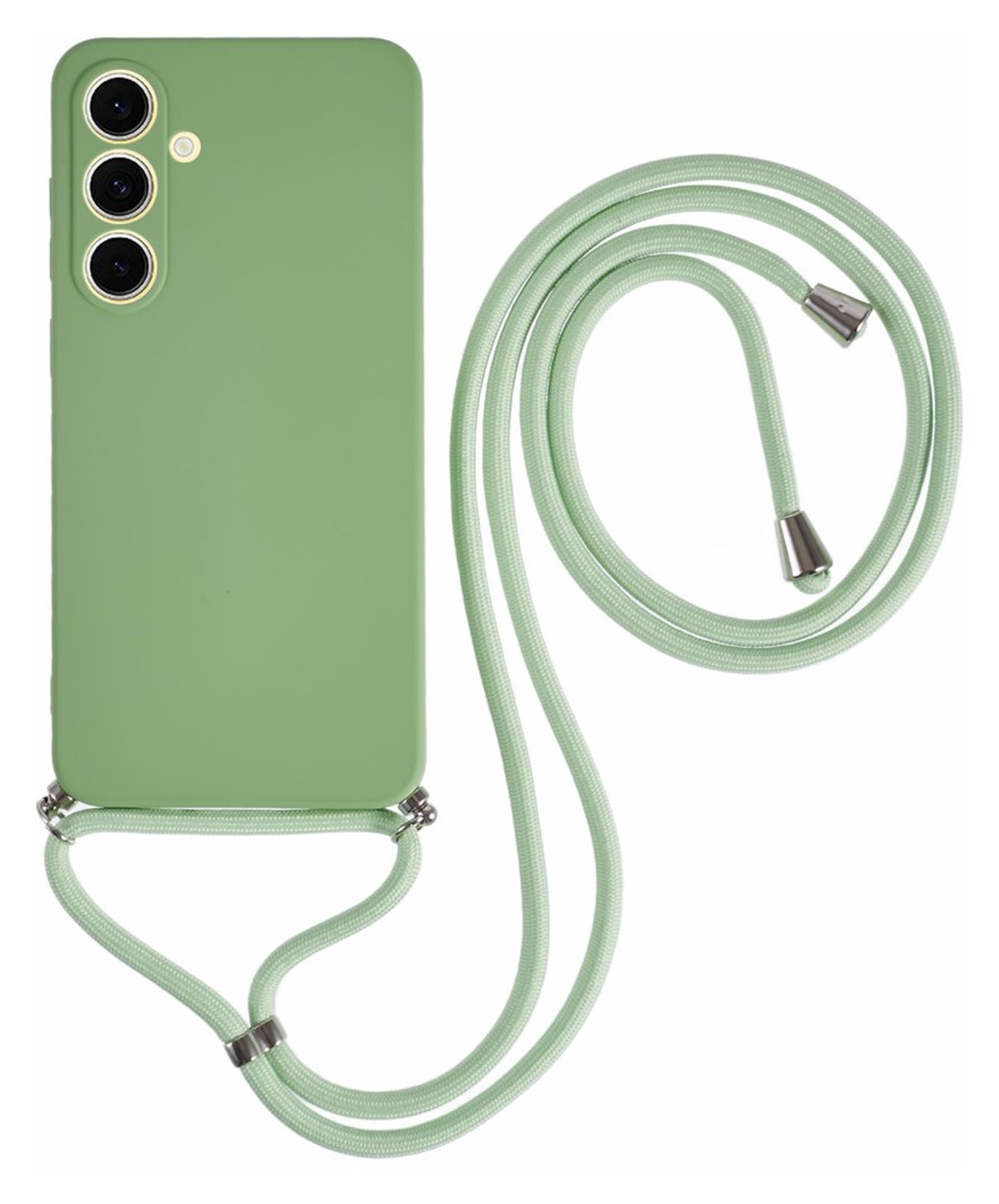 Samsung Galaxy S25 Hoesje met Koord en Camera Bescherming Back Cover Matcha afbeelding 1