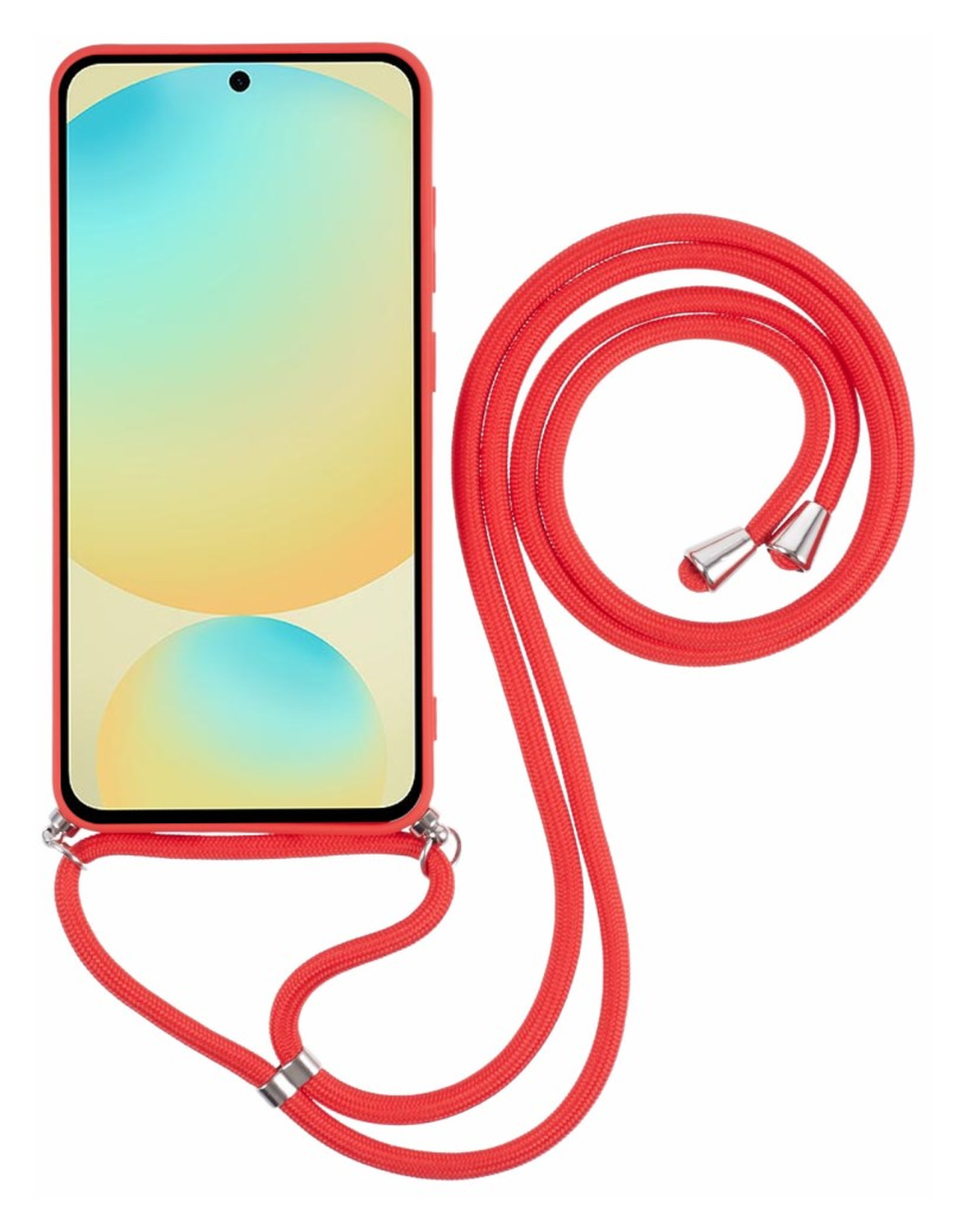 Samsung Galaxy S25 Hoesje met Koord en Camera Bescherming Back Cover Rood afbeelding 6