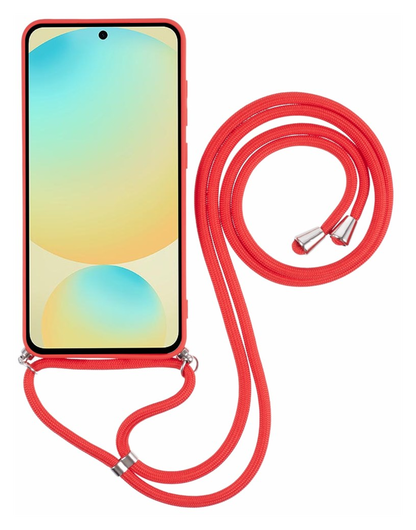 Samsung Galaxy S25 Hoesje met Koord en Camera Bescherming Back Cover Rood afbeelding 6