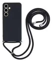 Samsung S25 Plus Hoesje met Koord en Camera Bescherming Back Cover Zwart afbeelding