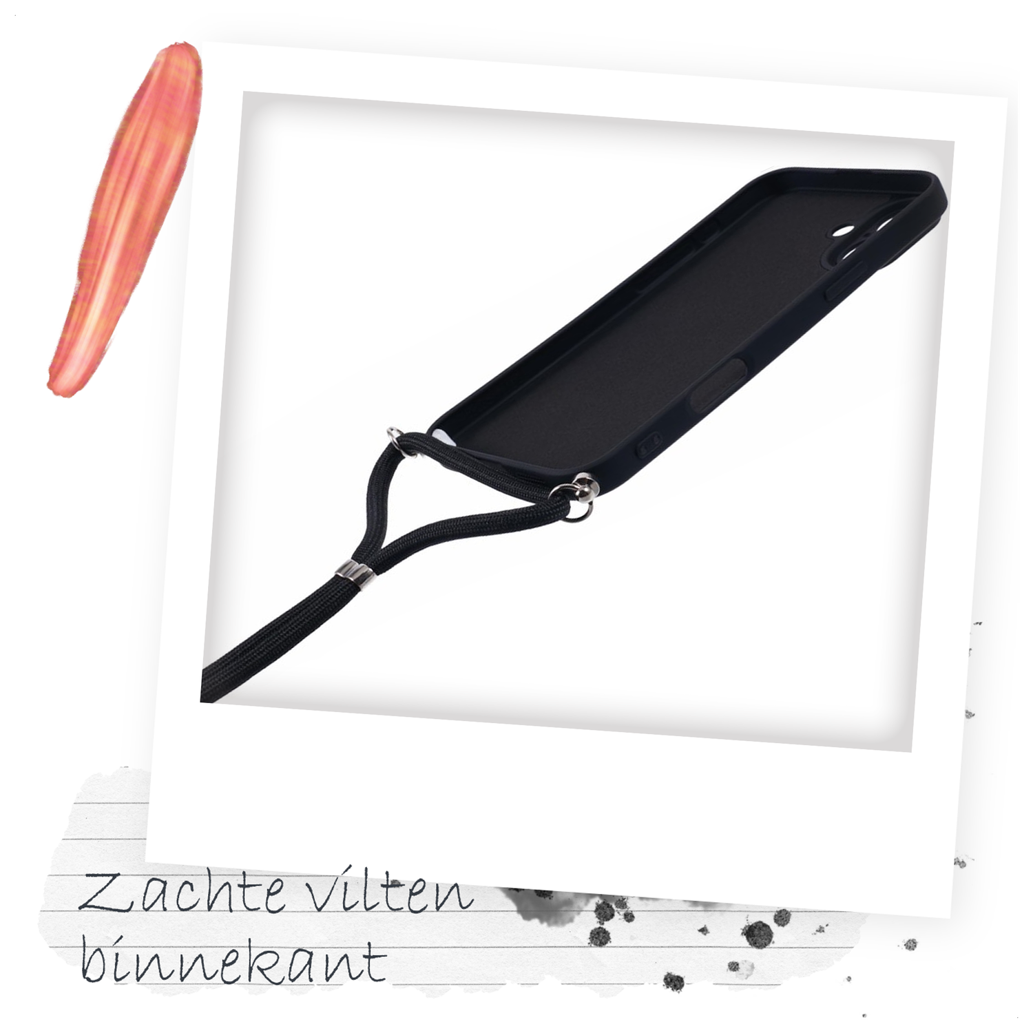 Samsung S25 Plus Hoesje met Koord en Camera Bescherming Back Cover Zwart afbeelding 5