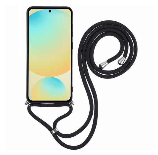 Samsung S25 Plus Hoesje met Koord en Camera Bescherming Back Cover Zwart afbeelding 6