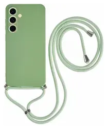 Samsung S25 Plus Hoesje met Koord en Camera Bescherming Back Cover Matcha Groen afbeelding