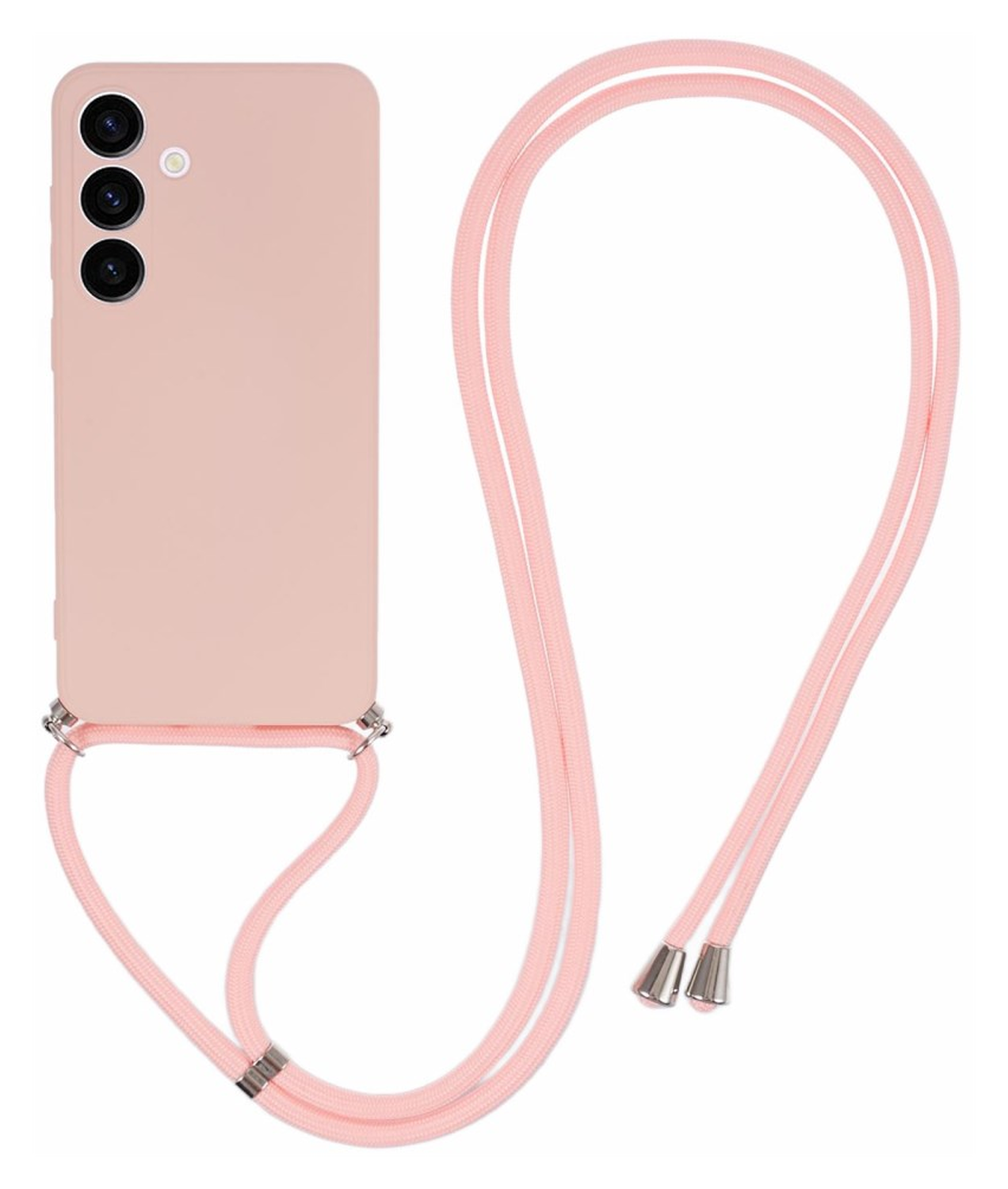 Samsung S24 Hoesje met Koord en Camera Bescherming Back Cover Roze afbeelding 1
