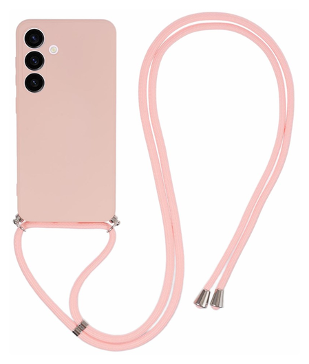 Samsung S24 Hoesje met Koord en Camera Bescherming Back Cover Roze afbeelding 1