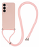 Samsung S24 Hoesje met Koord en Camera Bescherming Back Cover Roze