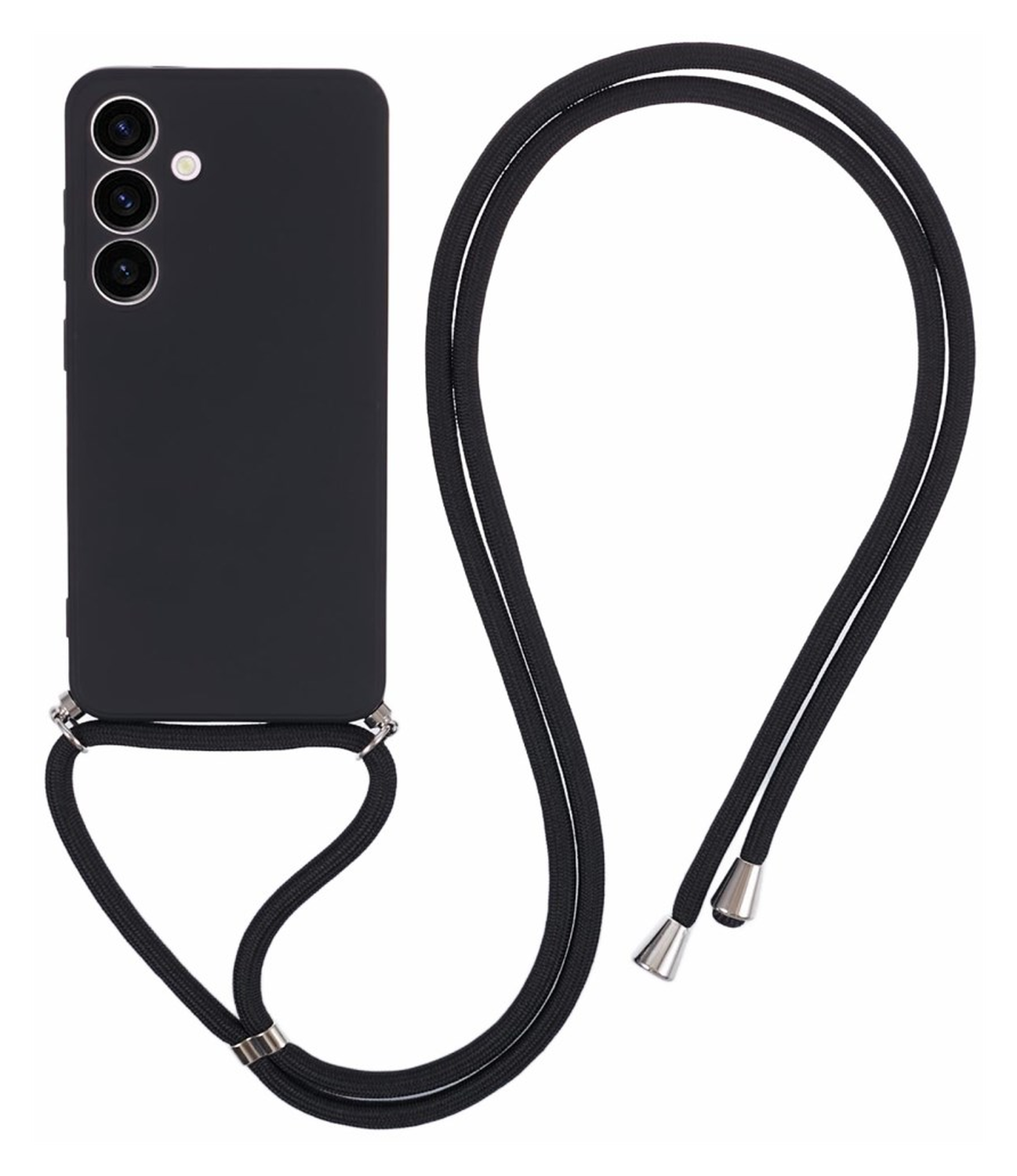 Samsung S24 Hoesje met Koord en Camera Bescherming Back Cover Zwart afbeelding 1