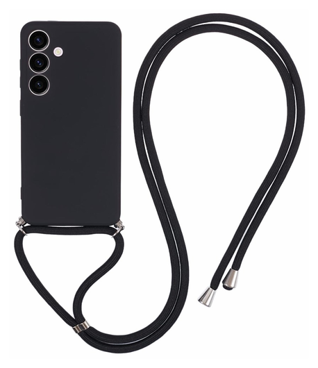 Samsung S24 Hoesje met Koord en Camera Bescherming Back Cover Zwart afbeelding 1