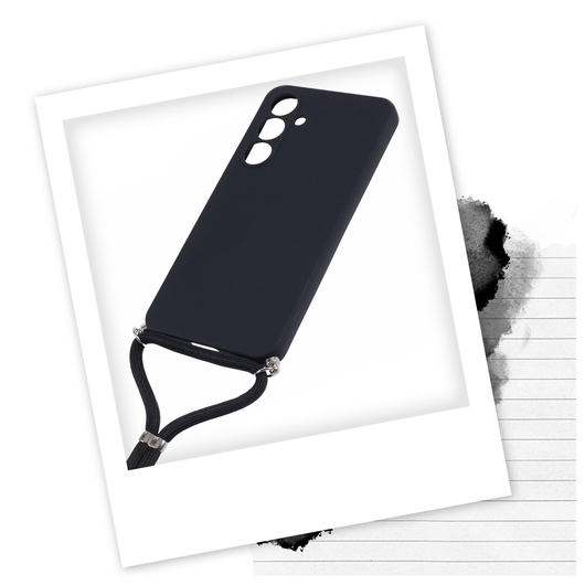 Samsung S24 Hoesje met Koord en Camera Bescherming Back Cover Zwart afbeelding 2