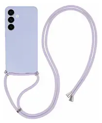 Samsung S24 Hoesje met Koord en Camera Bescherming Back Cover Lichtpaars afbeelding