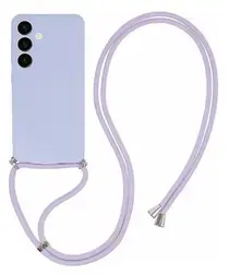 Samsung S24 Hoesje met Koord en Camera Bescherming Back Cover Lichtpaars afbeelding