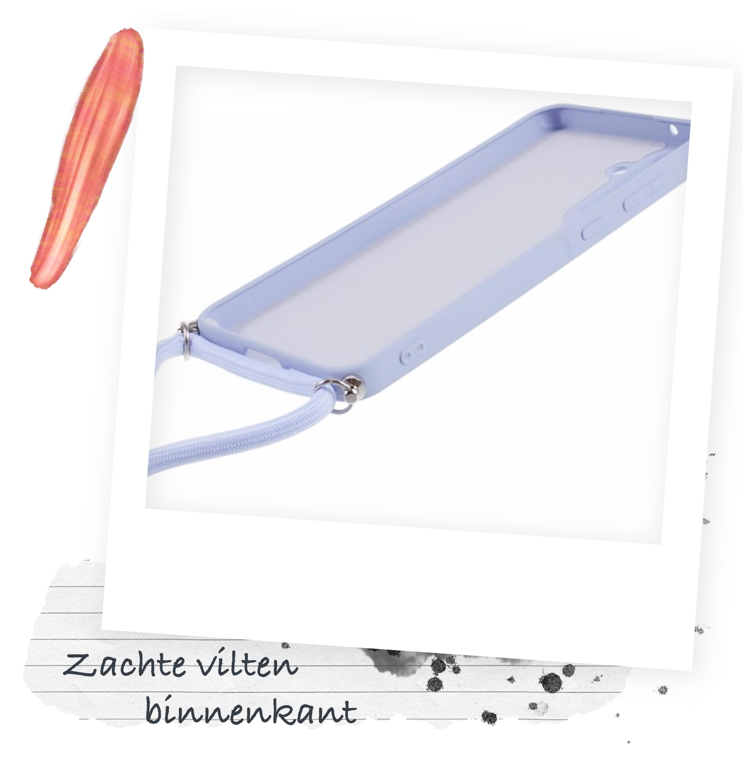 Samsung S24 Hoesje met Koord en Camera Bescherming Back Cover Lichtpaars afbeelding 5