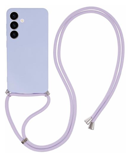 Samsung S24 Hoesje met Koord en Camera Bescherming Back Cover Lichtpaars afbeelding 1