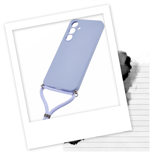 Samsung S24 Hoesje met Koord en Camera Bescherming Back Cover Lichtpaars afbeelding 2