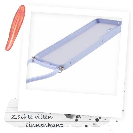 Samsung S24 Hoesje met Koord en Camera Bescherming Back Cover Lichtpaars afbeelding 5