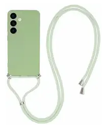 Samsung S24 Hoesje met Koord en Camera Bescherming Back Cover Matcha Groen afbeelding