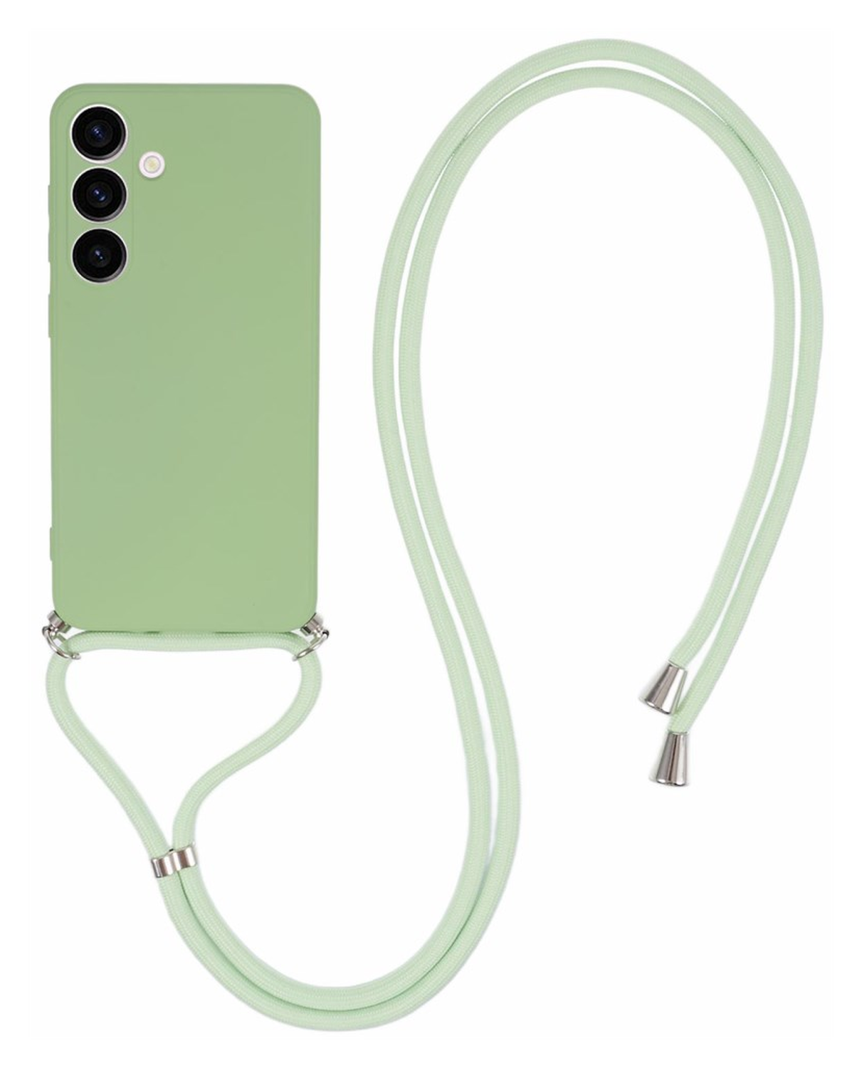 Samsung S24 Hoesje met Koord en Camera Bescherming Back Cover Matcha Groen afbeelding 1