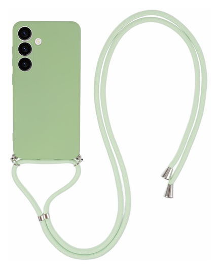 Samsung S24 Hoesje met Koord en Camera Bescherming Back Cover Matcha Groen afbeelding 1