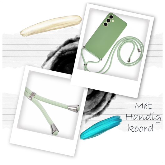 Samsung S24 Hoesje met Koord en Camera Bescherming Back Cover Matcha Groen afbeelding 3