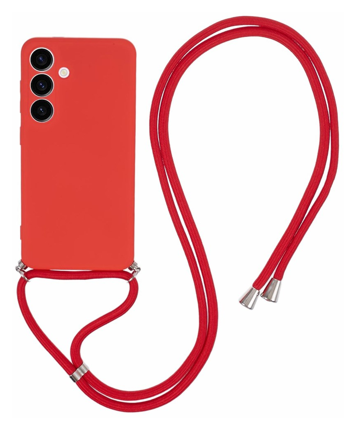 Samsung S24 Hoesje met Koord en Camera Bescherming Back Cover Rood afbeelding 1