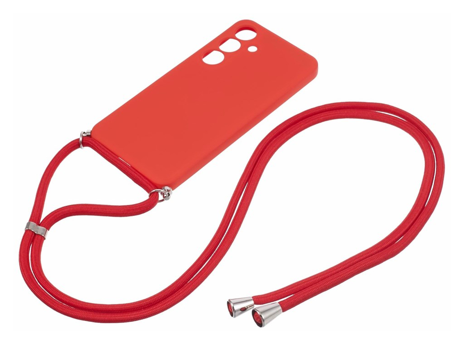 Samsung S24 Hoesje met Koord en Camera Bescherming Back Cover Rood afbeelding 6
