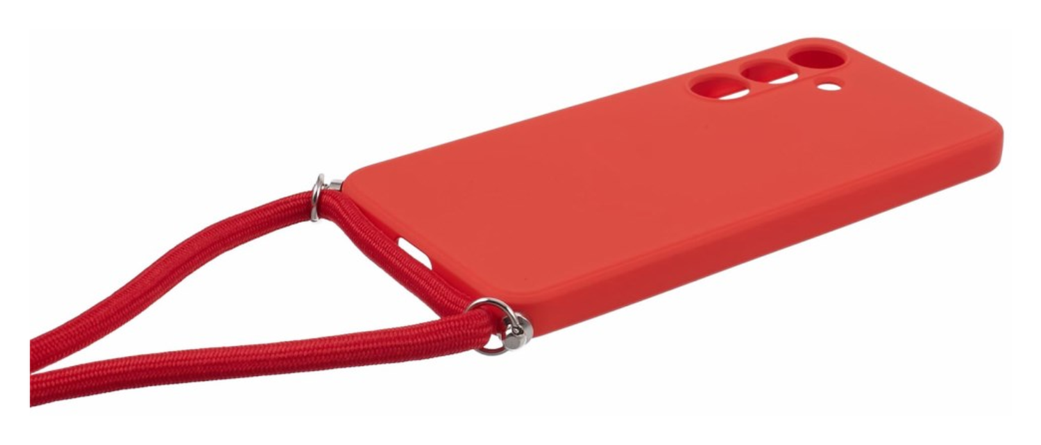 Samsung S24 Hoesje met Koord en Camera Bescherming Back Cover Rood afbeelding 7