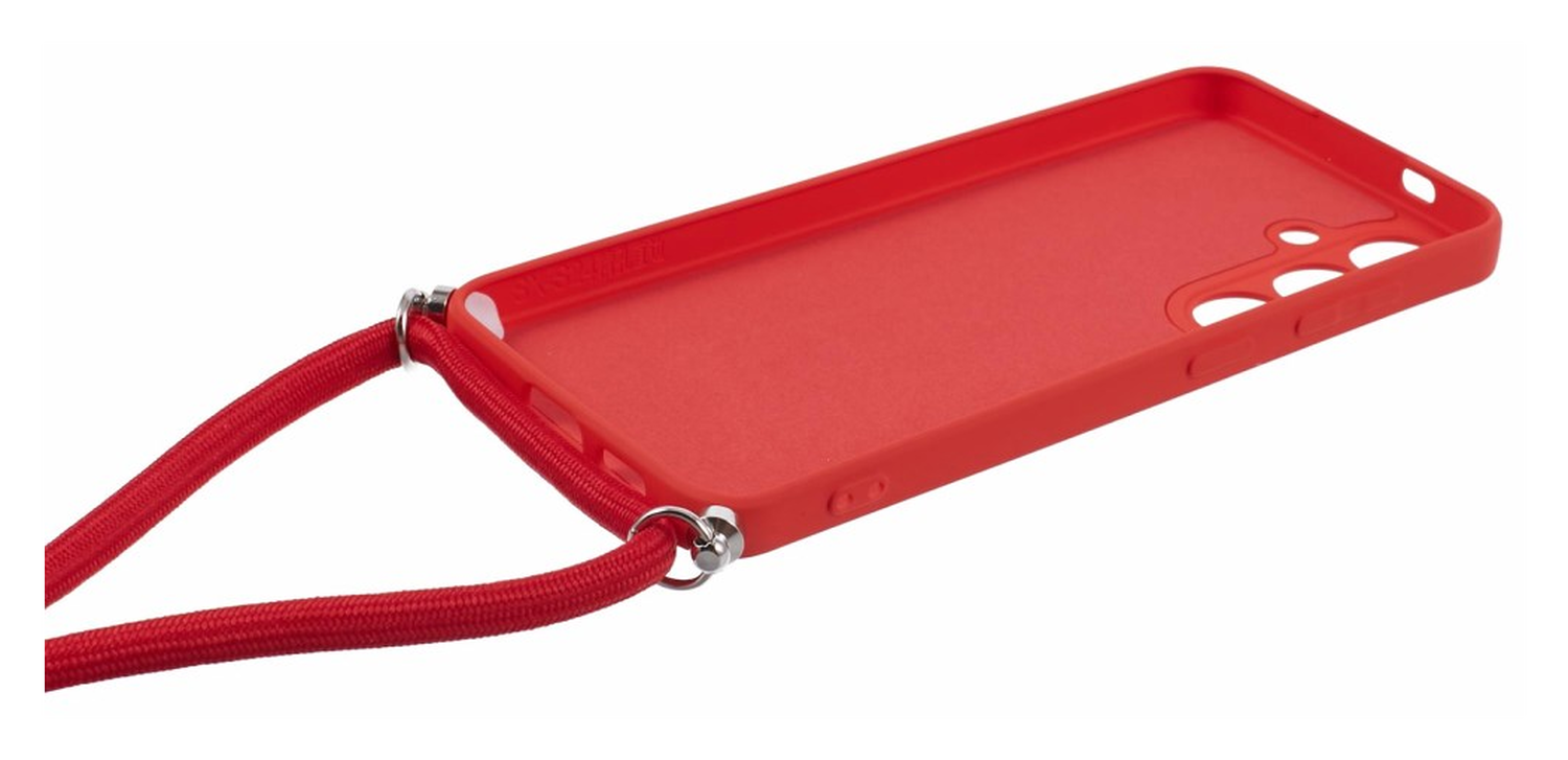 Samsung S24 Hoesje met Koord en Camera Bescherming Back Cover Rood afbeelding 8