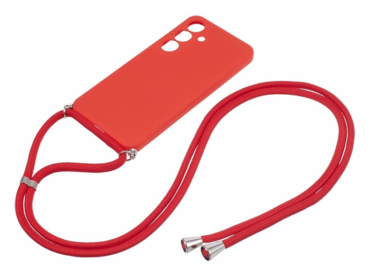 Samsung S24 Hoesje met Koord en Camera Bescherming Back Cover Rood afbeelding 6