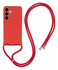 Samsung S24 Hoesje met Koord en Camera Bescherming Back Cover Rood