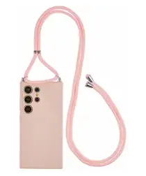 Samsung S24 Ultra Hoesje met Koord en Camera Bescherming Back Cover Roze afbeelding
