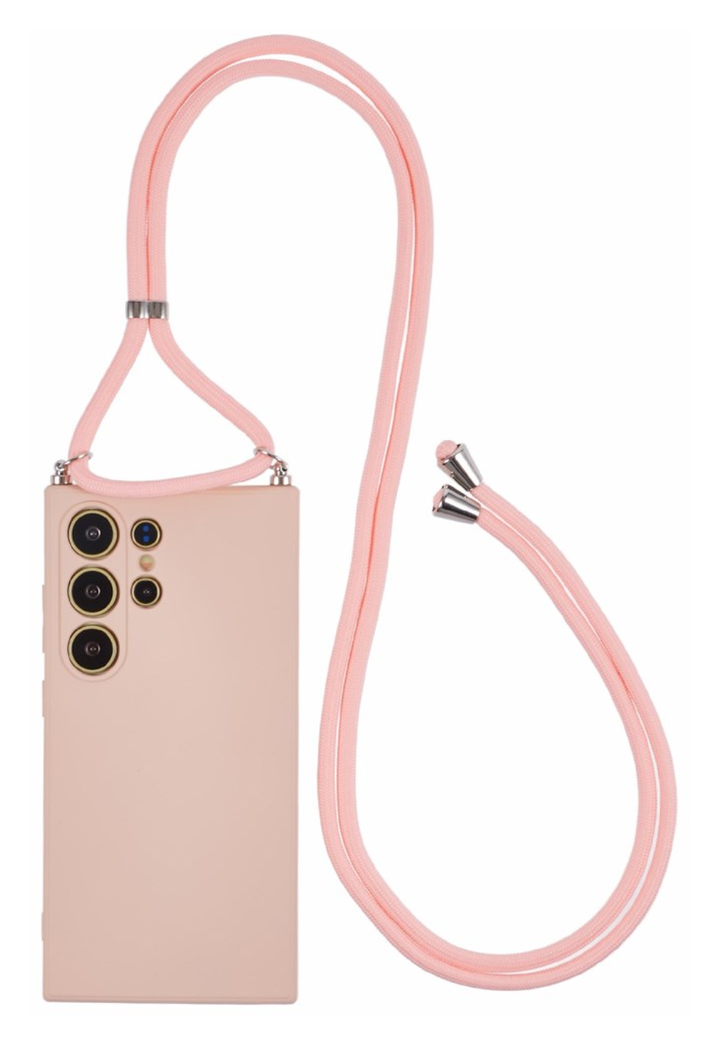 Samsung S24 Ultra Hoesje met Koord en Camera Bescherming Back Cover Roze afbeelding 1