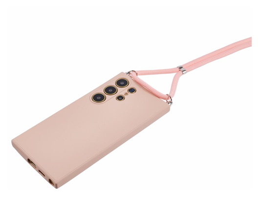 Samsung S24 Ultra Hoesje met Koord en Camera Bescherming Back Cover Roze afbeelding 7