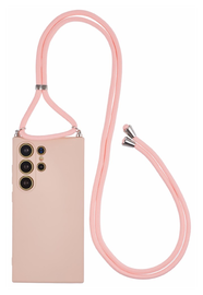 Samsung S24 Ultra Hoesje met Koord en Camera Bescherming Back Cover Roze afbeelding