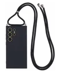 Samsung S24 Ultra Hoesje met Koord en Camera Bescherming Back Cover Zwart afbeelding
