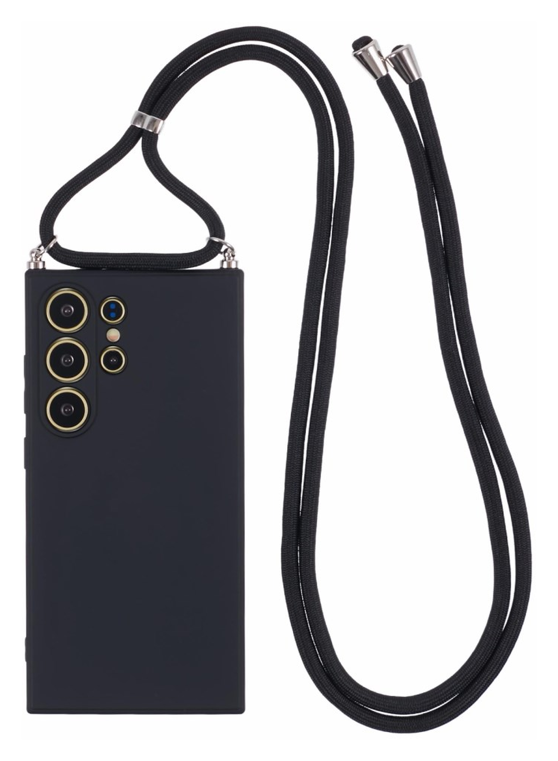 Samsung S24 Ultra Hoesje met Koord en Camera Bescherming Back Cover Zwart afbeelding 1