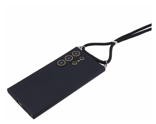 Samsung S24 Ultra Hoesje met Koord en Camera Bescherming Back Cover Zwart afbeelding 7