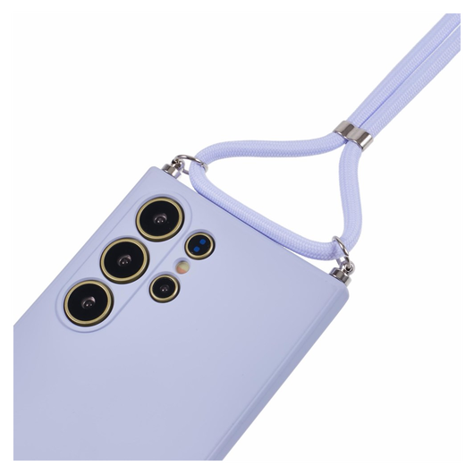 Samsung S24 Ultra Hoesje met Koord en Camera Bescherming Back Cover Lichtpaars afbeelding 8