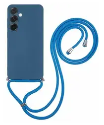 Samsung Galaxy A56 Hoesje met Koord en Camera Bescherming Back Cover Blauw afbeelding