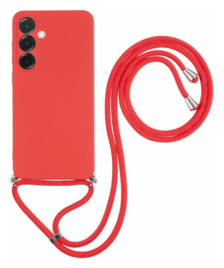 Samsung Galaxy A36 Hoesje met Koord en Camera Bescherming Back Cover Rood afbeelding 1