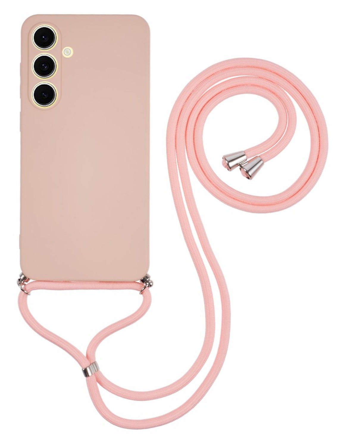 Samsung Galaxy A16 Hoesje met Koord en Camera Bescherming Back Cover Roze afbeelding 1