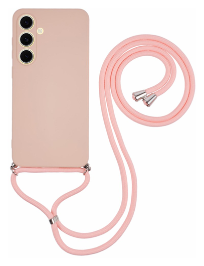 Samsung Galaxy A16 Hoesje met Koord en Camera Bescherming Back Cover Roze afbeelding 1