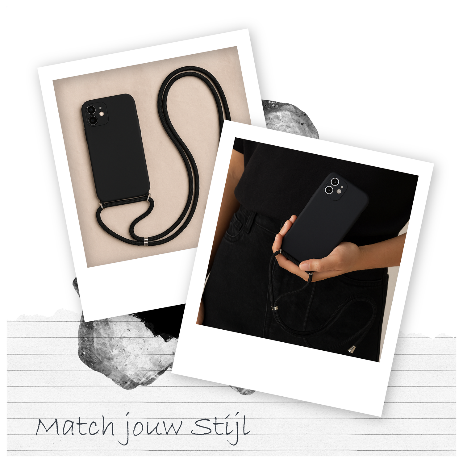 Samsung Galaxy A16 Hoesje met Koord en Camera Bescherming Back Cover Zwart afbeelding 4