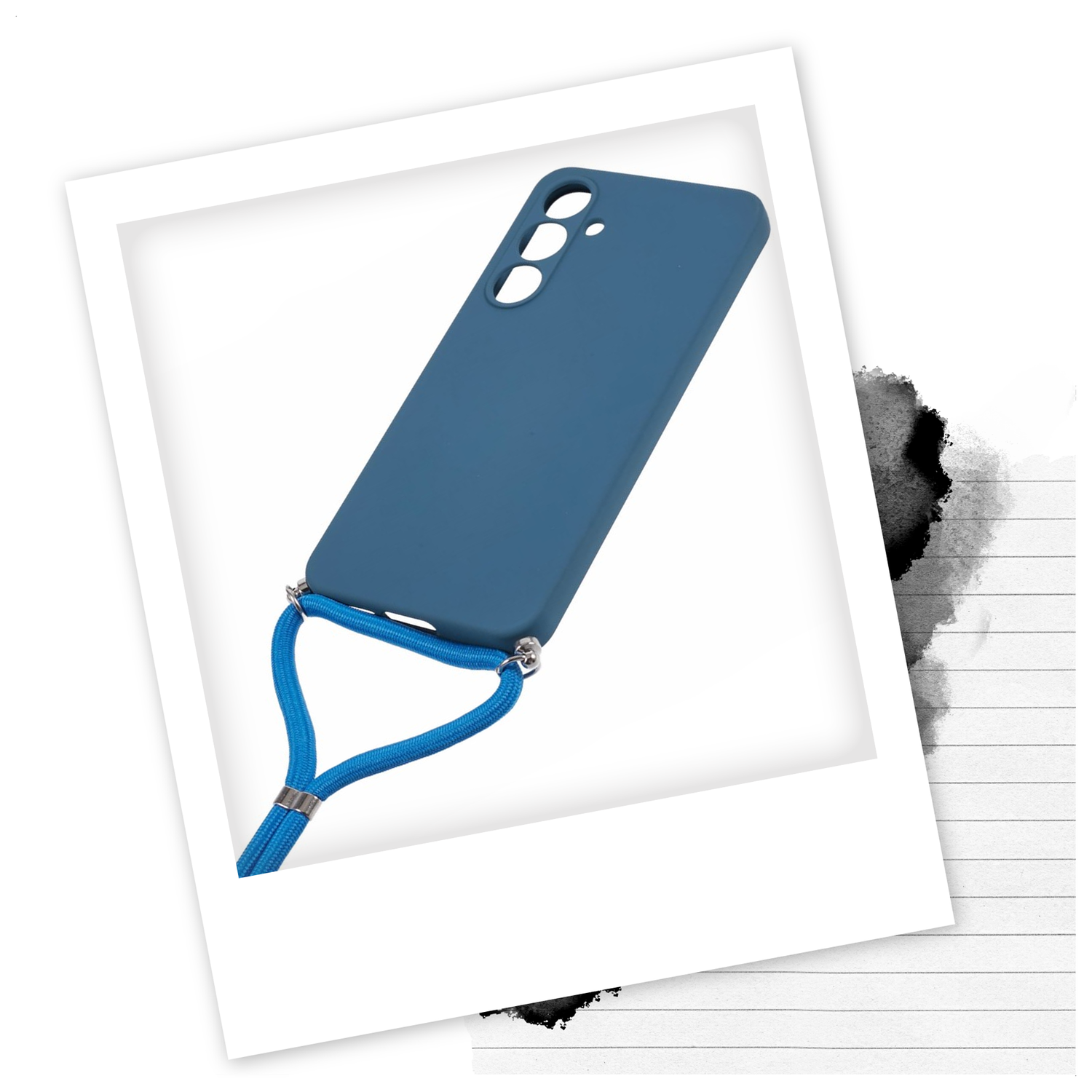 Samsung Galaxy A16 Hoesje met Koord en Camera Bescherming Back Cover Blauw afbeelding 2