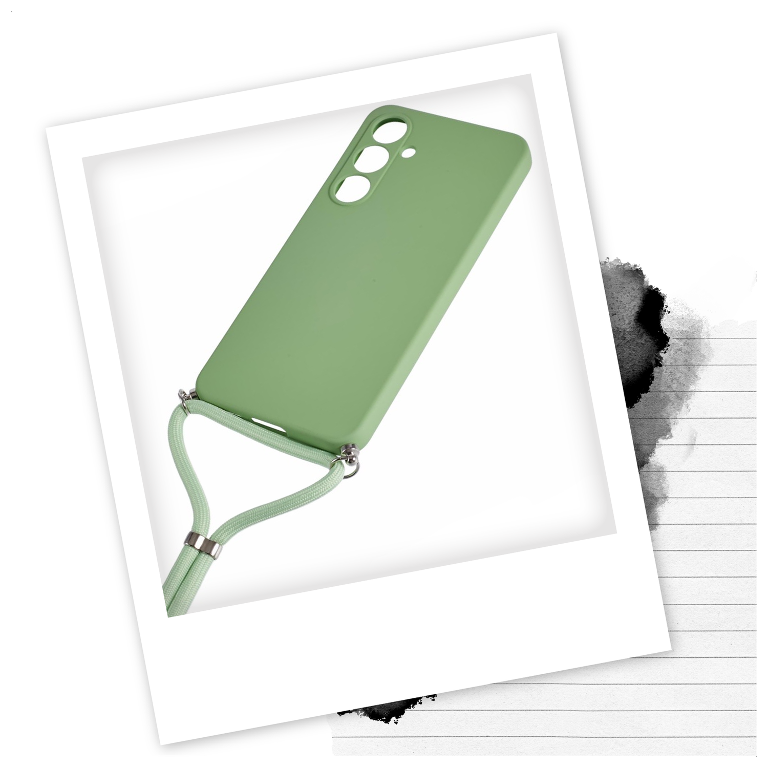 Samsung Galaxy A16 Hoesje met Koord en Camera Bescherming Back Cover Matcha afbeelding 2