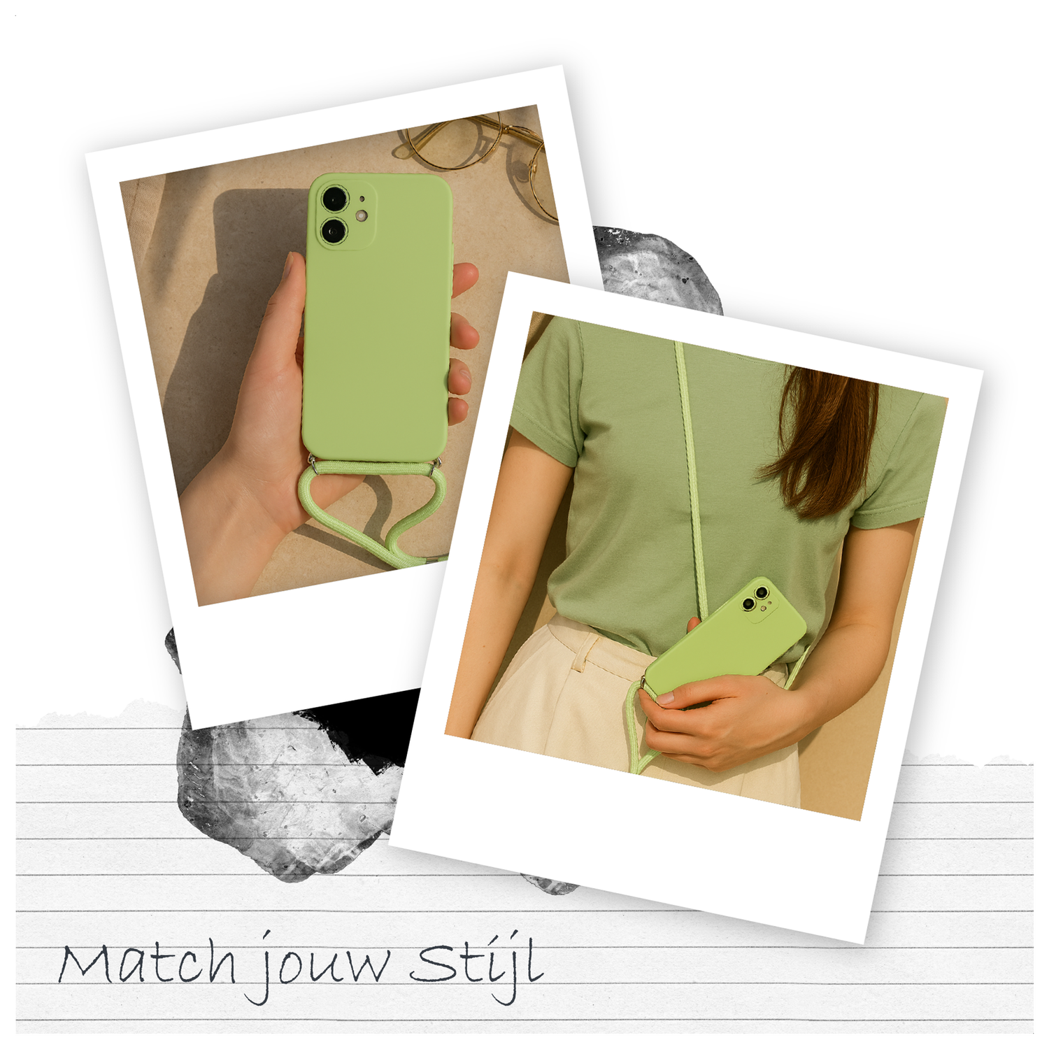 Samsung Galaxy A16 Hoesje met Koord en Camera Bescherming Back Cover Matcha afbeelding 4