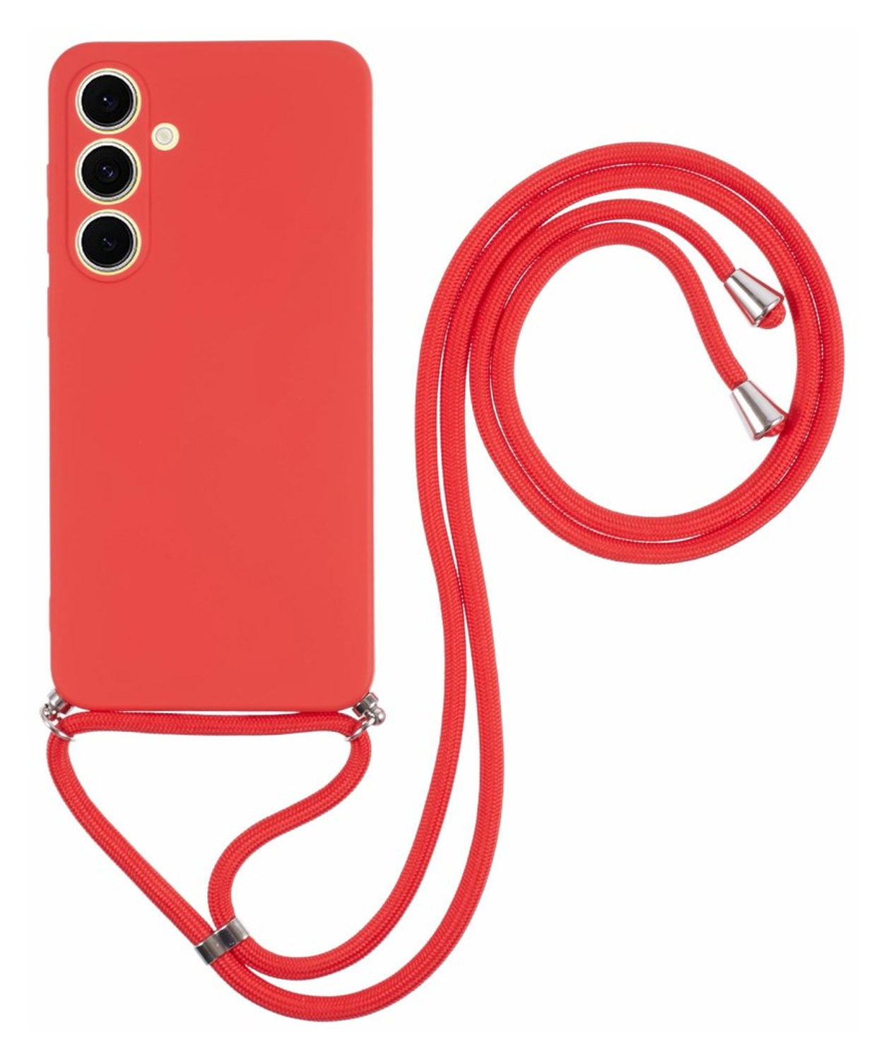Samsung Galaxy A16 Hoesje met Koord en Camera Bescherming Back Cover Rood afbeelding 1