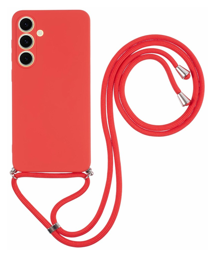 Samsung Galaxy A16 Hoesje met Koord en Camera Bescherming Back Cover Rood afbeelding 1