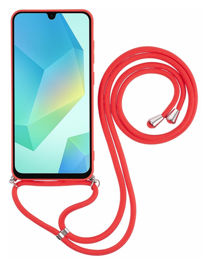 Samsung Galaxy A16 Hoesje met Koord en Camera Bescherming Back Cover Rood afbeelding 6