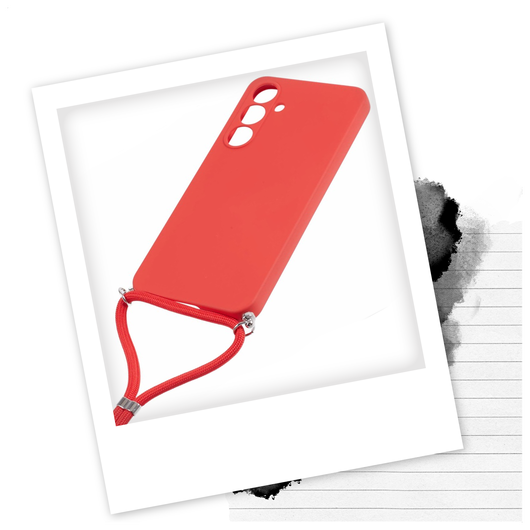 Samsung Galaxy A16 Hoesje met Koord en Camera Bescherming Back Cover Rood afbeelding 2